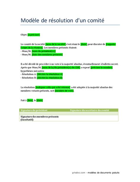 Mod Le De R Solution D Un Comit Doc Pdf Page Sur