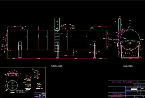 Tanque Horizontal En Autocad Librería Cad