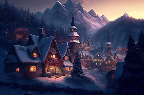 Premium Photo | Christmas village in the mountains