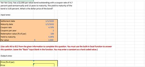 Solved Yan Yan Corp Has A Par Value Bond Chegg Chegg