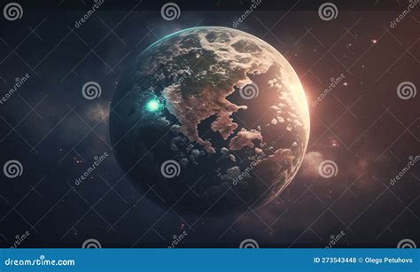 An Image of the Earth in Space with Clouds and Stars Stock Illustration ...