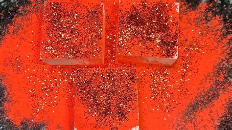 3 Fresh Crunchy Gym Chalk Blocks Covered In Red Holi Powder And Glitter