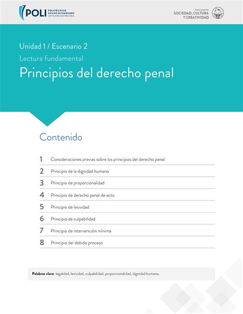 Principios Del Derecho Penal Palabras Clave Legalidad Lesividad Culpabilidad