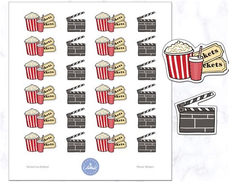 Movie Stickers Movie Night Stickers Movie Date Cinema - Etsy