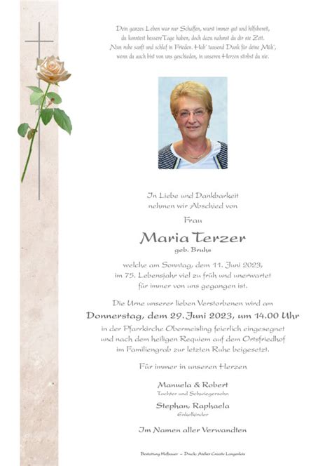 Terzer Maria Bestattung Hofbauer