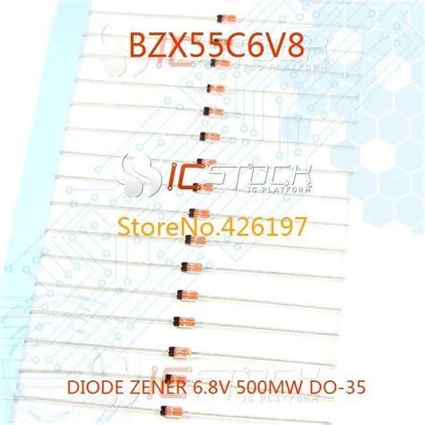 Free Shipping BZX55C6V8 DIODE ZENER 6 8V 500MW DO 35 BZX55 55C 100PCS