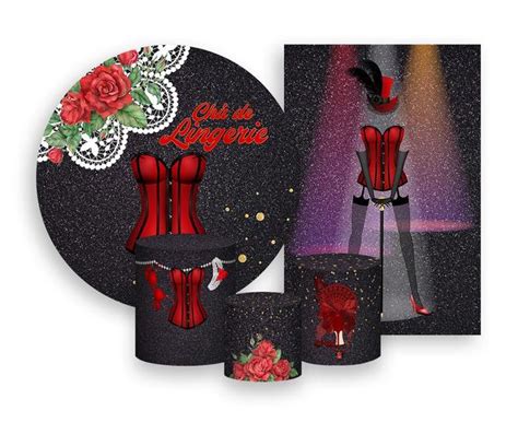 Kit Painis De Festa Trio De Capas Cilindro Ch De Lingerie Vermelho E Preto Via
