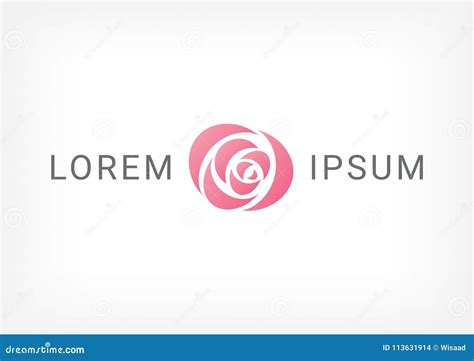 Pink Rose Curve Logo Design Template Stock Vector - Illustration of ...