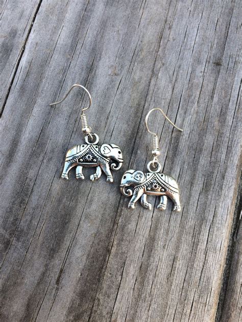 Elephant Earrings Silver Elephant Earrings Charm Earrings | Etsy