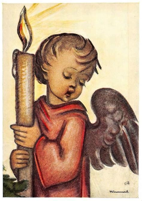 Vintage Unused Greeting Cards Ars Sacra Hummel Angel With Candlelight