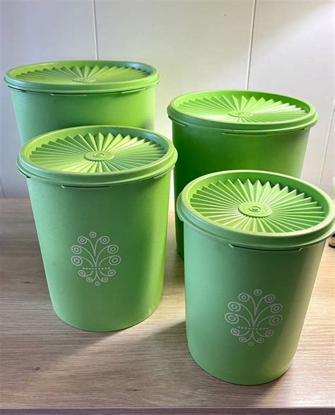 Vintage S Lime Green Servalier Tupperware Canister Set Of Retro