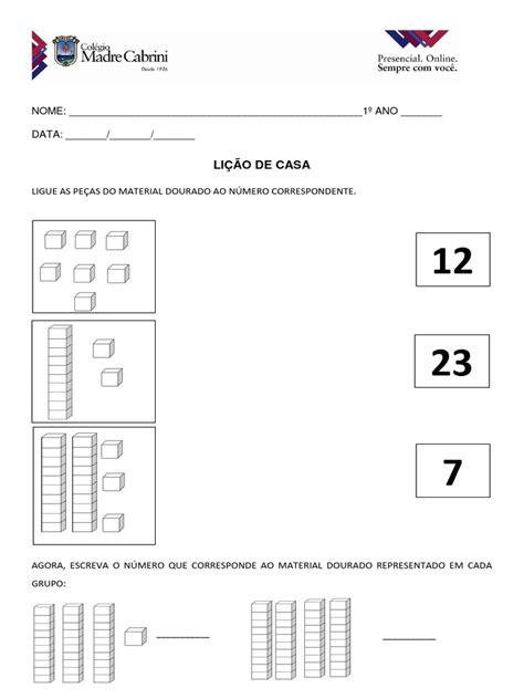 Lição De Matemática 1 Ano - 1º ano - Lição de casa - Matemática.pdf 1 por criança | PDF