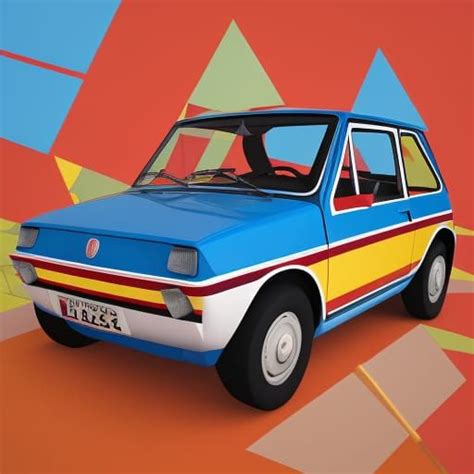 Graphic Design For The Fiat 126p Fan Club With Square Headlights Ai