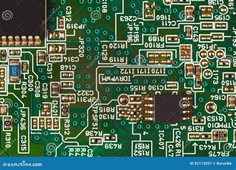 Microelectronic Circuit With Components Board From Digital Device Close