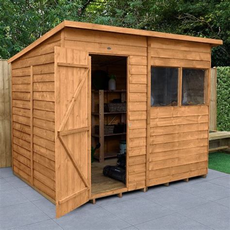 8 X 6 Forest Overlap Dip Treated Pent Wooden Shed 2 52m X 2 04m