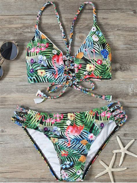 Off Palm Leaf Floral Braided Bikini In Multicolor Zaful