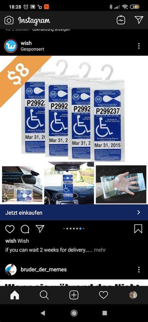 Wish Ad Selling Fake Disabled Parking Cards R Trash