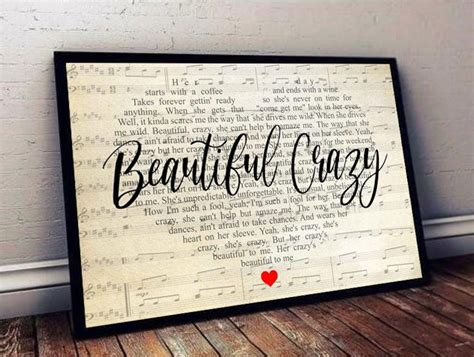 Luke Combs Poster Beautiful Crazy Lyrics Poster Unframe | Etsy