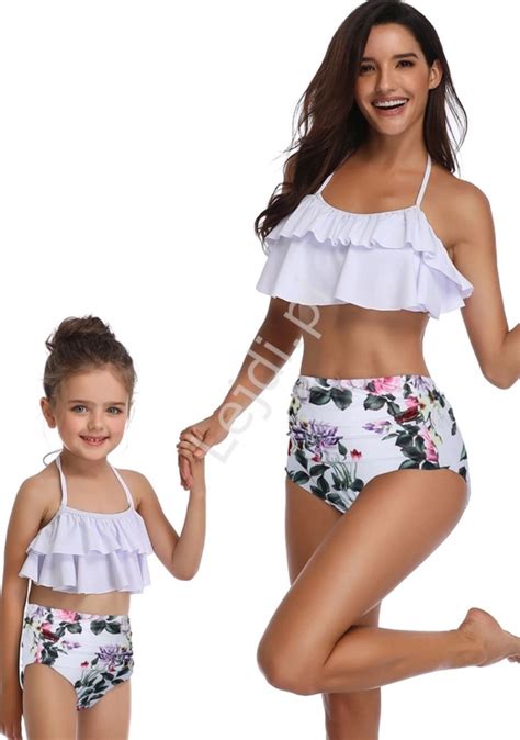 Granatowe Bikini W Kropki W Stylu Retro Z Majtkami Z Wysokim Stanem Plus Size