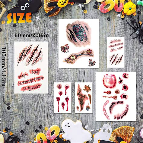 Sheets Halloween Scars Tattoos Scar Wound Temporary Tattoos Stickers