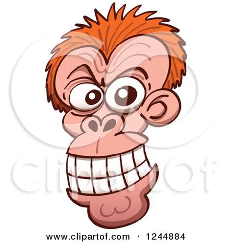 Cartoon of a Grinning Ugly Monkey Face - Royalty Free Vector Clipart by ...