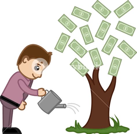 Watering Money Tree Vector Illustration Royalty Free Stock Image