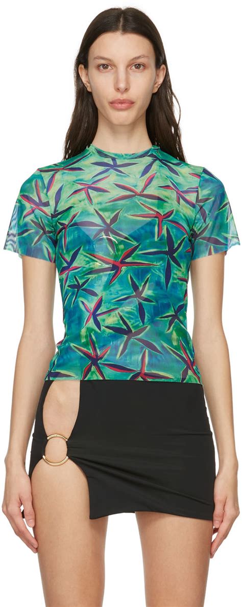 Louisa Ballou Green And Blue Beach T Shirt Ssense