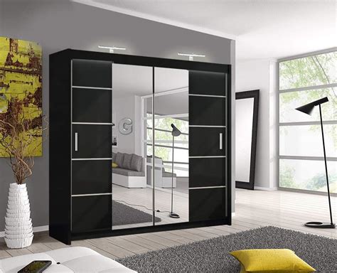 Oslo Modern Mirror Sliding Door Wardrobe With Led Light Width 150cm