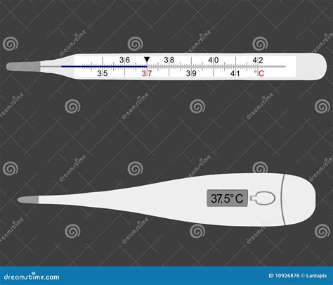 Analog And Digital Clinical Thermometers On Gray Stock Vector Illustration Of Analog Care