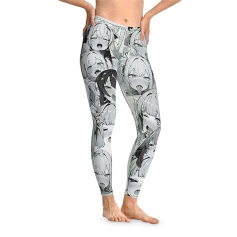 Anime Waifu Ahegao Stretchy Leggings Aop Etsy