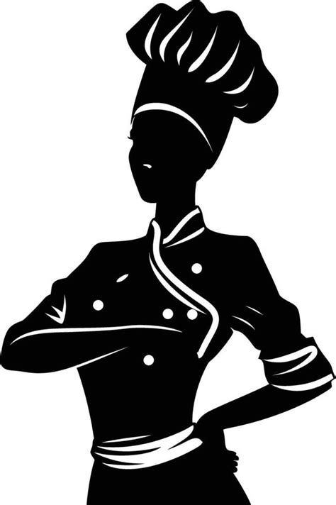 Ai Generated Silhouette Women Chef Black Color Only Full Body 38337841