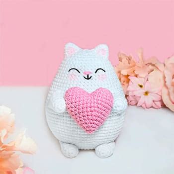 Lindo Corazon Gatito Amigurumi PDF Patrón Gratis Lovelycraft