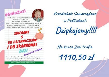 Podsumowanie Zbi Rki Dla Zuzi Przedszkole Samorz Dowe W Pudliszkach