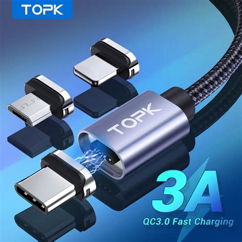 Topk Magnetic Fast Charging Type C Cable Micro Usb Cable Data Sync For