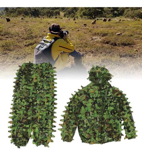 Traje De Camuflaje Salvaje Verde Ghillie Chaquetas De Hojas Cuotas