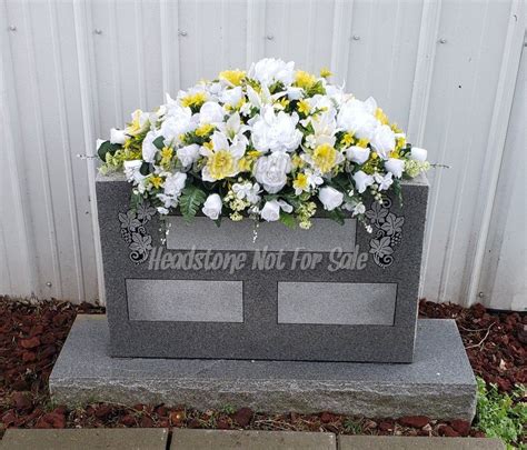 White Yellow Spring Cemetery Headstone Saddle Grave Headstone Flowers