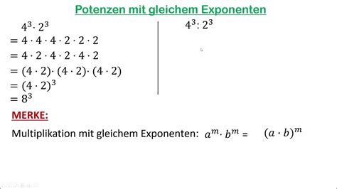 Potenzen Mit Gleichen Exponenten Youtube