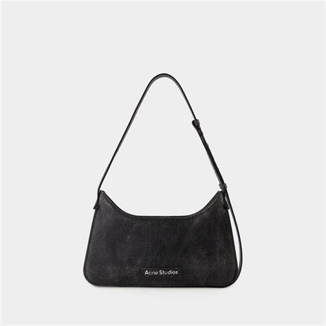 Acne Studios Platt Mini Crackle Hobo Bag Leather Black Lyst