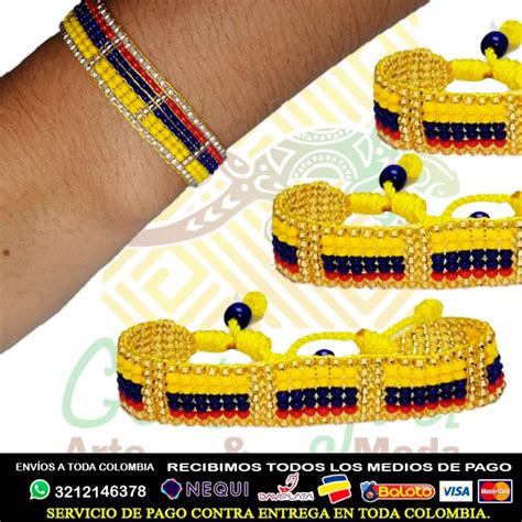 Pulsera De Colombia En Mostacilla Hecha A Mano Con Nudo Corredizo