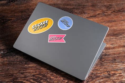 Premium PSD | Adhesive sticker on laptop device