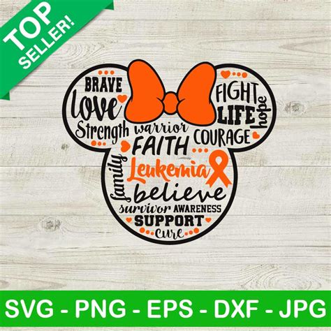 Minnie Mouse Orange Ribbon Awareness SVG, Leukemia Ribbon Awareness SVG ...