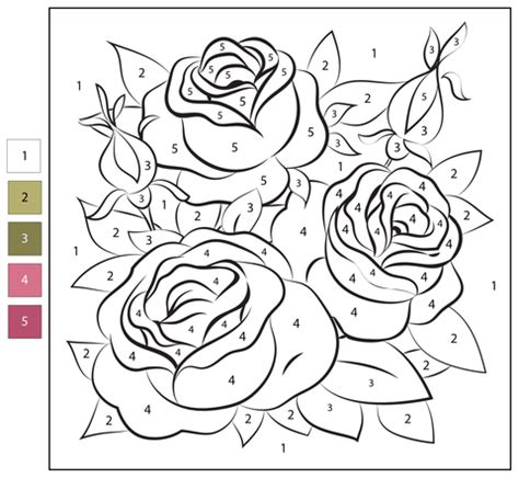 Color By Number Rose Coloring Page Free Printable Coloring Pages