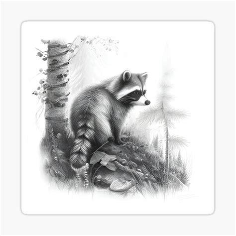 "Raccoon pencil drawing" Sticker for Sale by Pencil-Art | Redbubble