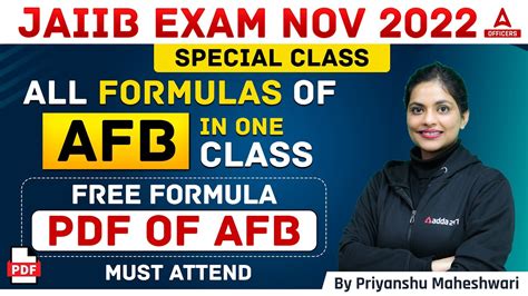 JAIIB Nov 2022 Special Class For JAIIB Nov Exam All Formulas Of AFB