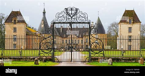 Chateau de Commarin, owned by de Vogue family since 13th century, at Pouilly-en-Auxois, France ...