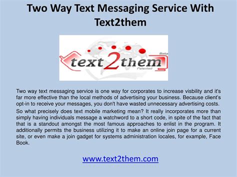 PPT - Two way text messaging service with text2them PowerPoint
