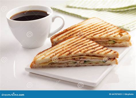 Sandwiches and coffee stock image. Image of macro, snack - 64787603