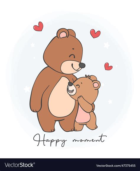 Cute happy fathers day teddy bear daddy hugs baby Vector Image