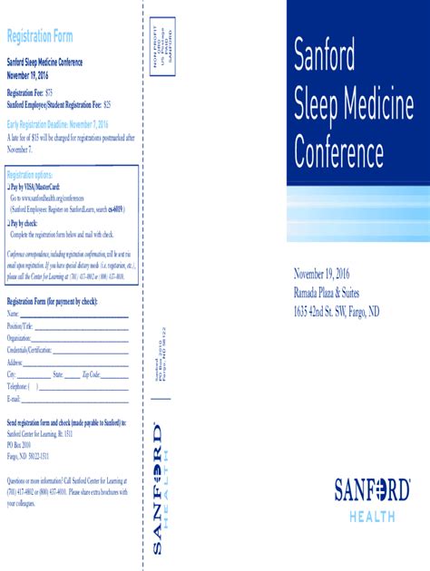 Fillable Online Webapps Sanfordhealth Sanford Sleep Medicine Conference