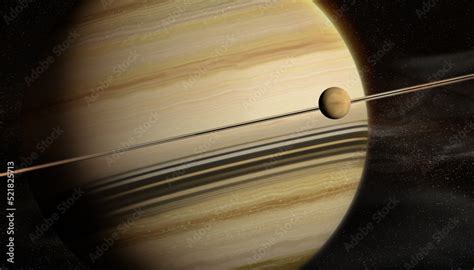 Image of Saturn with its moon Titan. 8K image of the rings of Saturn ...